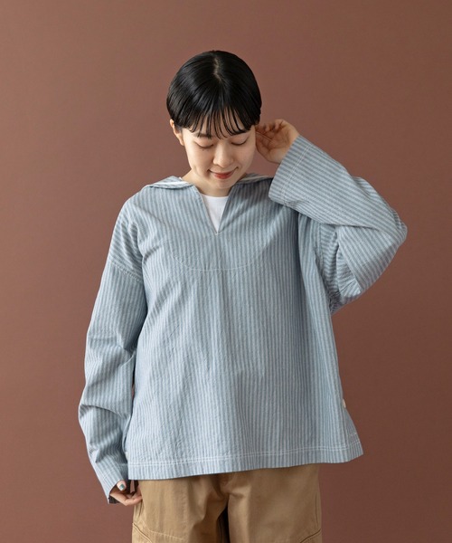 専用♡オーストラリア ふんわりボリュームのプリーツフレアスリーブ パールシャツ セール】【累計販売枚数1万枚突破】フレアスリーブストライプシャツ