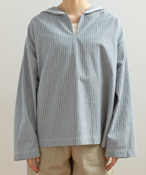 PAR ICI(パーリッシィ)の「セルヴィッチシャンブレー/ストライプ セーラーシャツ(シャツ/ブラウス・レディース・その他/サックスブルー/アイボリー・FREE)」の16枚目の写真