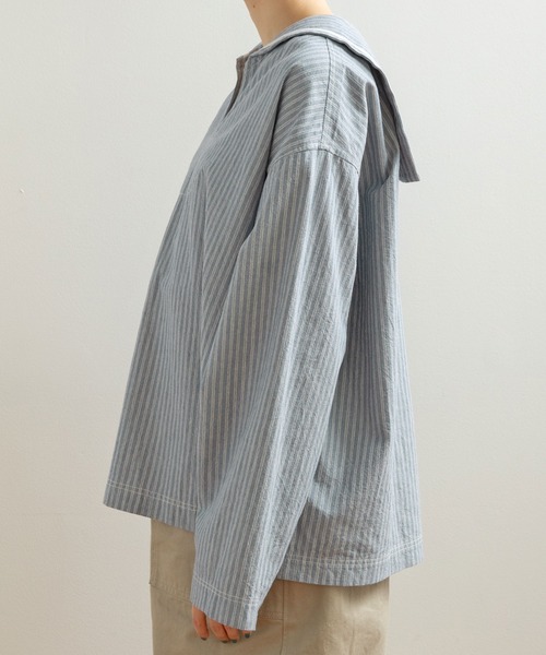 PAR ICI(パーリッシィ)の「セルヴィッチシャンブレー/ストライプ セーラーシャツ(シャツ/ブラウス・レディース・その他/サックスブルー/アイボリー・FREE)」の17枚目の写真