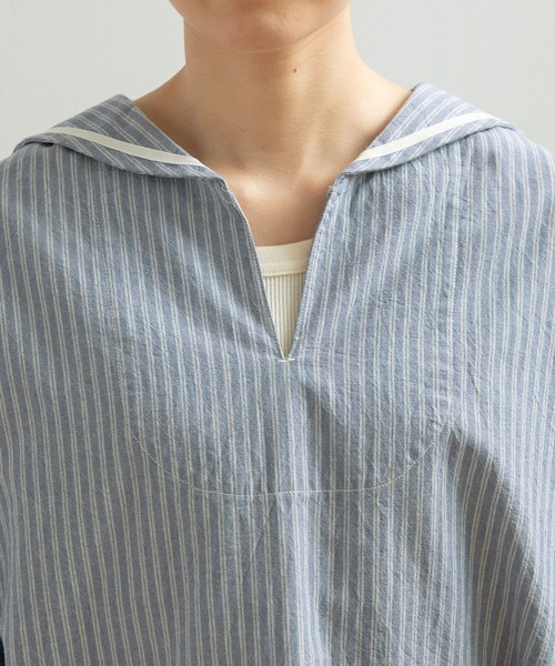 PAR ICI(パーリッシィ)の「セルヴィッチシャンブレー/ストライプ セーラーシャツ(シャツ/ブラウス・レディース・その他/サックスブルー/アイボリー・FREE)」の19枚目の写真