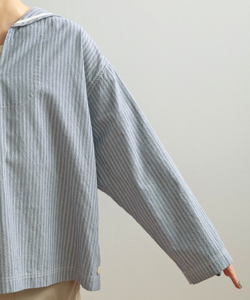 PAR ICI(パーリッシィ)の「セルヴィッチシャンブレー/ストライプ セーラーシャツ(シャツ/ブラウス・レディース・その他/サックスブルー/アイボリー・FREE)」の21枚目の写真