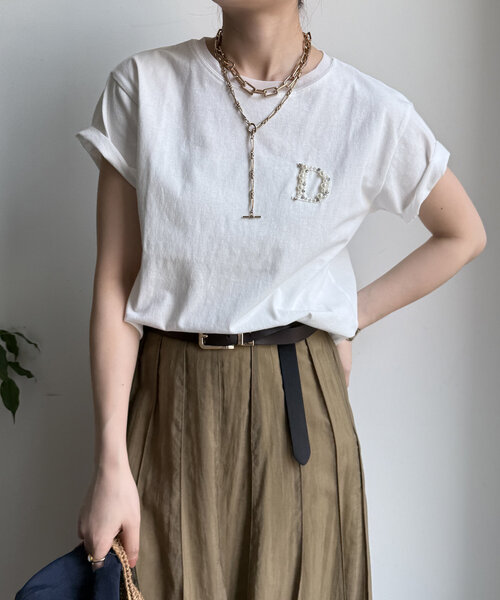 DouDou（ドゥドゥ）の「DビジューTEE（Tシャツ/カットソー・レディース・オフホワイト/グレー/チャコールグレー/ライトベージュ・FREE）」の17枚目の写真