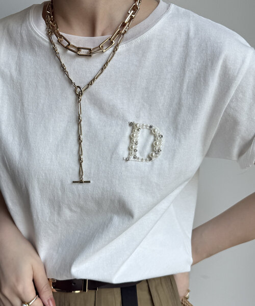 DouDou（ドゥドゥ）の「DビジューTEE（Tシャツ/カットソー・レディース・オフホワイト/グレー/チャコールグレー/ライトベージュ・FREE）」の20枚目の写真