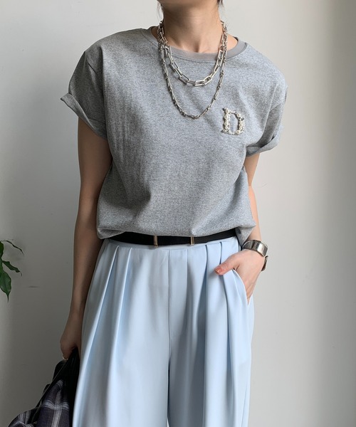 didu/半袖カットソー/--/ポリエステル/GRY/DIDUSS24 TOP-04OGR リネンTシャツ トップス Tシャツ レディース 半袖 涼しい