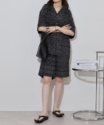 ATELANE（アテレーン）の「ATELANE フリンジジャガードセットアップ/半袖シャツ/ショートパンツ（セットアップ）」