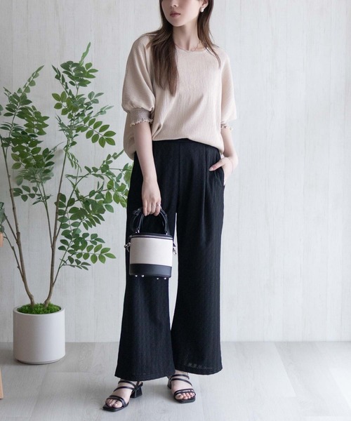 Howdy Marie（ハウディ―マリー）の「Howdy Marie 袖ゴムシャーリングプルオーバー（Tシャツ/カットソー・レディース・ブルーグリーン/ベージュ/ブラック・L/M）」の11枚目の写真