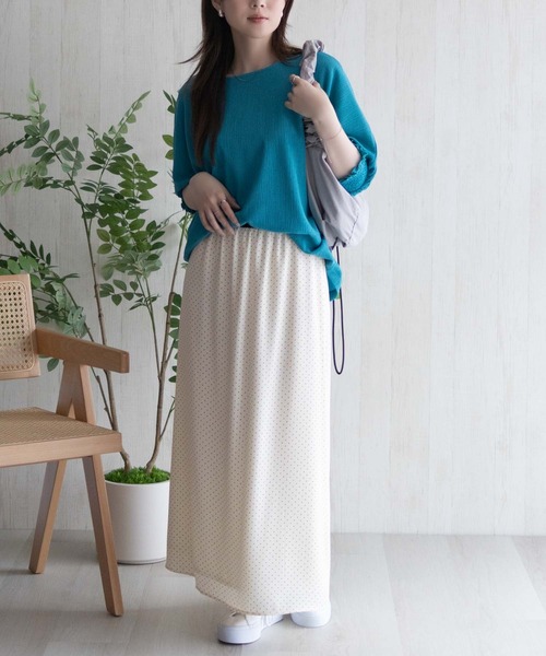 Howdy Marie（ハウディ―マリー）の「Howdy Marie 袖ゴムシャーリングプルオーバー（Tシャツ/カットソー・レディース・ブルーグリーン/ベージュ/ブラック・L/M）」の16枚目の写真