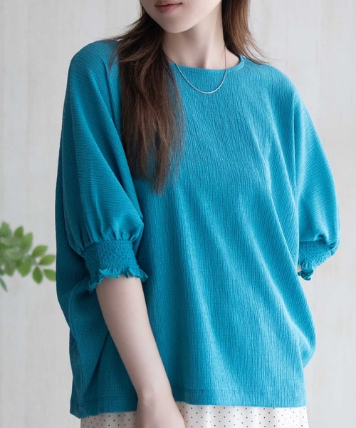 Howdy Marie（ハウディ―マリー）の「Howdy Marie 袖ゴムシャーリングプルオーバー（Tシャツ/カットソー・レディース・ブルーグリーン/ベージュ/ブラック・L/M）」の20枚目の写真