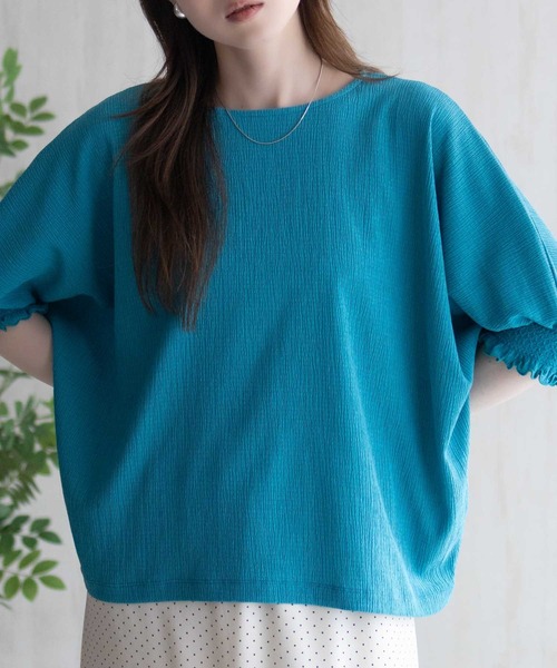 Howdy Marie（ハウディ―マリー）の「Howdy Marie 袖ゴムシャーリングプルオーバー（Tシャツ/カットソー・レディース・ブルーグリーン/ベージュ/ブラック・L/M）」の19枚目の写真