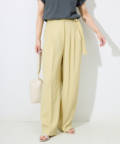 SLOBE IENA（スローブイエナ）の「《接触冷感/吸水速乾/UV機能》ウォッシャブルベルテットイージーパンツ（その他パンツ・レディース・ホワイト/ネイビー/イエロー・36/38）」の3枚目の写真