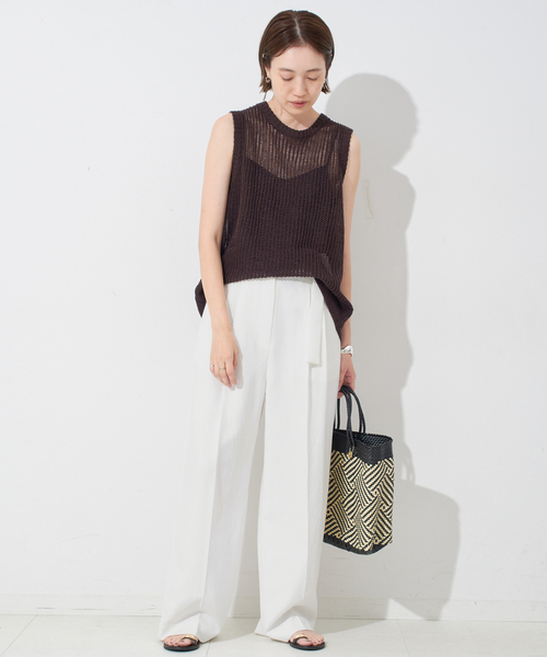 SLOBE IENA（スローブイエナ）の「《接触冷感/吸水速乾/UV機能》ウォッシャブルベルテットイージーパンツ（その他パンツ・レディース・ホワイト/ネイビー/イエロー・36/38）」の13枚目の写真