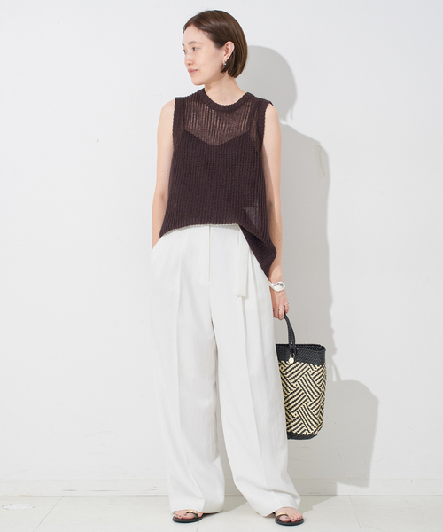 SLOBE IENA（スローブイエナ）の「《接触冷感/吸水速乾/UV機能》ウォッシャブルベルテットイージーパンツ（その他パンツ・レディース・ホワイト/ネイビー/イエロー・36/38）」の12枚目の写真