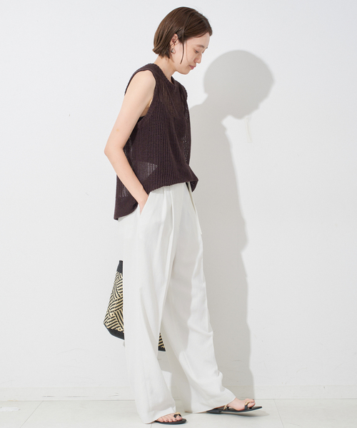 スローブイエナ　ウオッシャブルストライプパンツ SLOBE IENA(スローブイエナ) 24SSウォッシャブルツイル