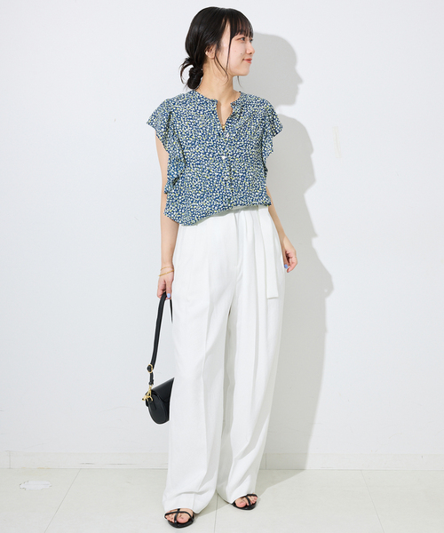 SLOBE IENA（スローブイエナ）の「《接触冷感/吸水速乾/UV機能》ウォッシャブルベルテットイージーパンツ（その他パンツ・レディース・ホワイト/ネイビー/イエロー・36/38）」の8枚目の写真