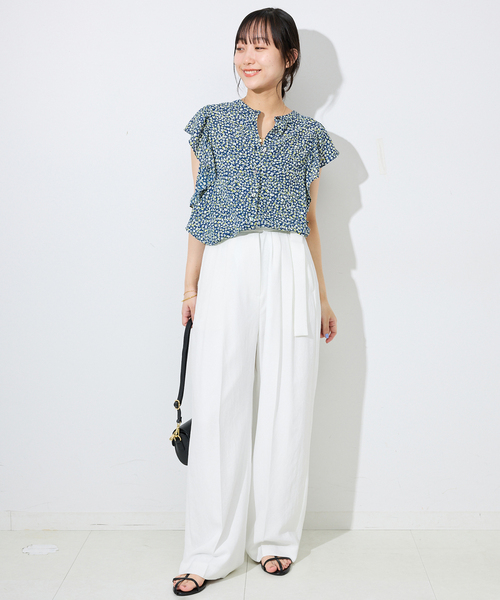 SLOBE IENA（スローブイエナ）の「《接触冷感/吸水速乾/UV機能》ウォッシャブルベルテットイージーパンツ（その他パンツ・レディース・ホワイト/ネイビー/イエロー・36/38）」の7枚目の写真