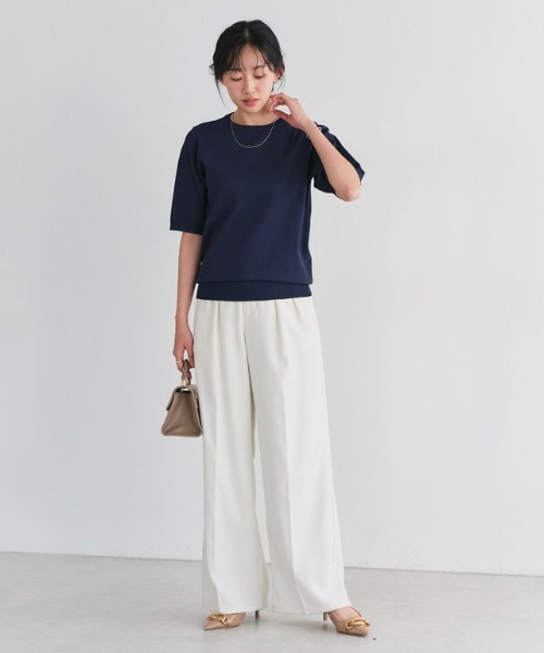 Pierrot(ピエロ)の「【接触冷感/UV/ウォッシャブル】半袖ニット(ニット/セーター・レディース・オフホワイト/ブラック/杢グレー/ピンク/ネイビー/ブルー系その他/レッド/ライトイエロー・M/L/LL/3L)」の10枚目の写真