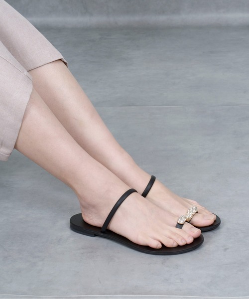 NICOLAS LAINAS（ニコラスライナス）の「【NICOLAS LAINAS】フラットトングサンダル（サンダル・レディース・シルバー/ブラック×ゴールド/ゴールド・37/38/36）」の10枚目の写真