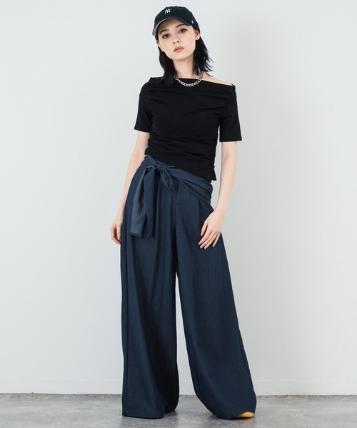ANAP(アナップ)の「ウエストマーク ワイドパンツ(その他パンツ・レディース・ネイビー/ライトブルー・FREE)」の13枚目の写真