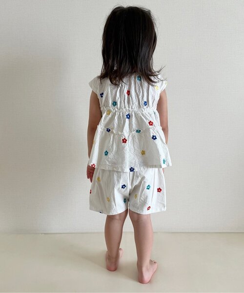 apres les cours(アプレレクール)の「【セットアップ可/ジュニア対応】いちご・フラワー柄刺繍ショートパンツ(その他パンツ・キッズ・ストライプ/アイボリー・120/130/140/80/90/100/110)」の12枚目の写真