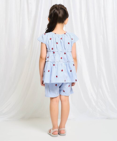 apres les cours(アプレレクール)の「【セットアップ可/ジュニア対応】いちご・フラワー柄刺繍ショートパンツ(その他パンツ・キッズ・ストライプ/アイボリー・120/130/140/80/90/100/110)」の10枚目の写真