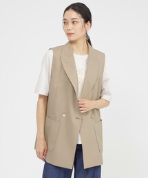 エヴェックス バイ クリツィアEVEX by KRIZIA リネンレーヨンストライプベスト ベージュ茶40 【レディース】 エヴェックス バイ クリツィアEVEX by KRIZIA リネンレーヨン