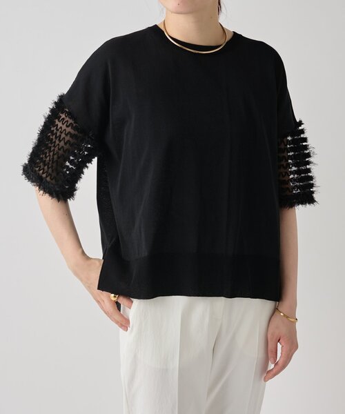 LIVETART(リヴェタート)の「袖フリルニット(ニット/セーター・レディース・ブラック・FREE)」の6枚目の写真