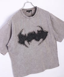 ブラックデニムワッペン × ケミカル加工 半袖ビッグT