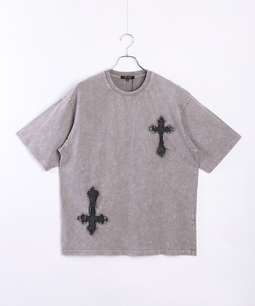 WESTSEA(ウエストシー)の「ブラックデニムワッペン × ケミカル加工 半袖ビッグT(Tシャツ/カットソー・メンズ・グレー/スミクロ/グレー系その他/ブラック系その他・L/M)」の5枚目の写真