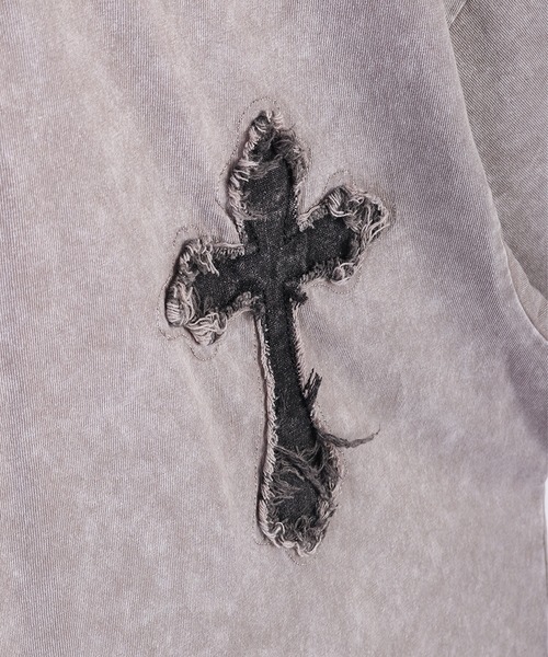 WESTSEA(ウエストシー)の「ブラックデニムワッペン × ケミカル加工 半袖ビッグT(Tシャツ/カットソー・メンズ・グレー/スミクロ/グレー系その他/ブラック系その他・L/M)」の8枚目の写真