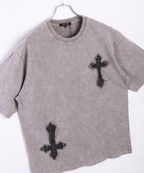WESTSEA(ウエストシー)の「ブラックデニムワッペン × ケミカル加工 半袖ビッグT(Tシャツ/カットソー・メンズ・グレー/スミクロ/グレー系その他/ブラック系その他・L/M)」の7枚目の写真