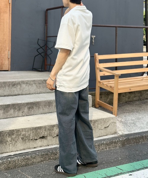 SHEPP(シープ)の「オープンカラーワッフルポロシャツ(ポロシャツ・メンズ・ブラック/ホワイト/グレー・L)」の19枚目の写真