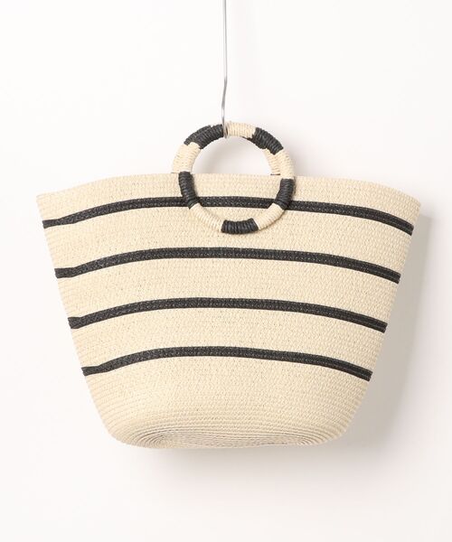 TONE SELECT GOODS（トーンセレクトグッズ）の「Liaa/ボーダー かごバッグ A18646（かごバッグ・レディース・ベージュ/ブラウン・FREE）」の7枚目の写真