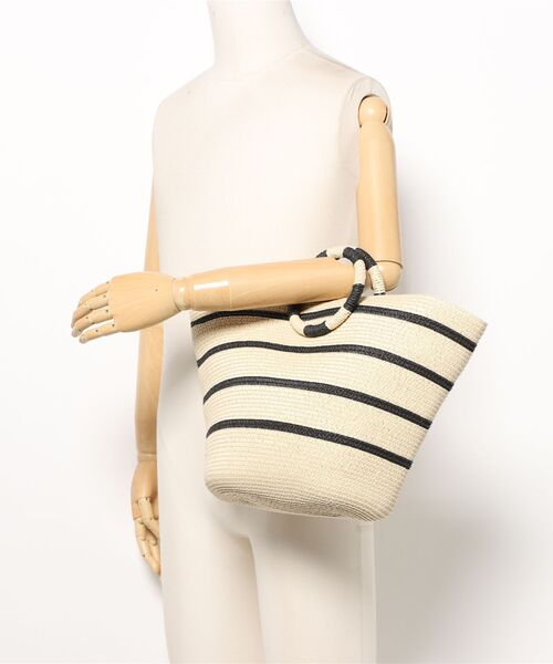 TONE SELECT GOODS（トーンセレクトグッズ）の「Liaa/ボーダー かごバッグ A18646（かごバッグ・レディース・ベージュ/ブラウン・FREE）」の10枚目の写真