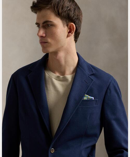 【極美品】現行 ポロラルフローレン ジャージーテーラードジャケット ネイビー Polo ソフト モダン ジャージー ピケ ジャケット（テーラード