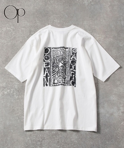 Ocean Pacific(オーシャンパシフィック)の「【Ocean Pacific(オーシャンパシフィック)】OLD PATTERNグラフィックTシャツ(Tシャツ/カットソー・メンズ・ホワイト/ブラック・MEDIUM/LARGE)」の1枚目の写真