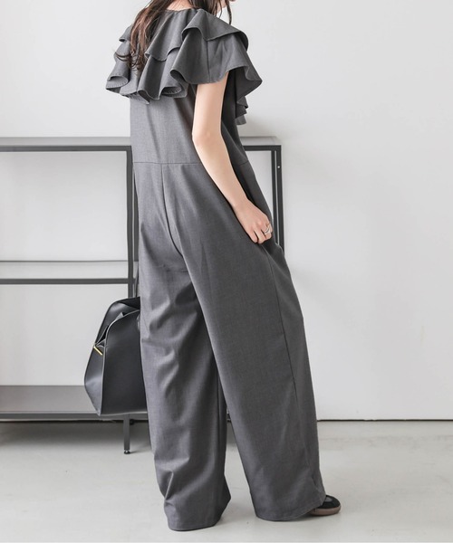 AMELY(エミリー)の「フロントジップオールインワン(つなぎ/オールインワン・レディース・アイボリー/グレー/ブラック/ピンクベージュ・C/L/M)」の12枚目の写真