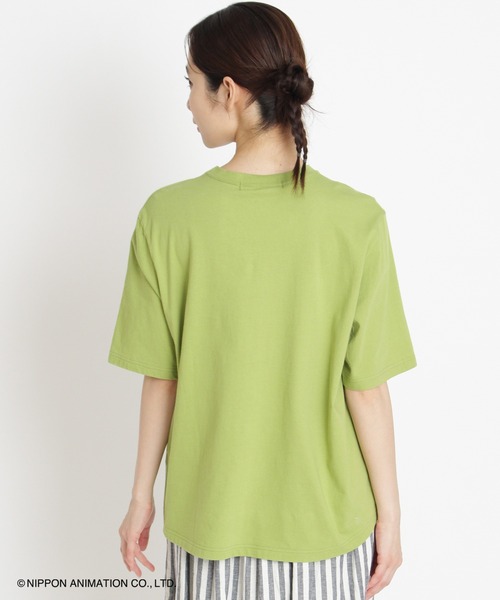 tシャツ SUPER　HAKKA×世界名作劇場　あらいぐまラスカルとシロツメクサ刺繍Tシャツ レディース SUPER HAKKA×世界名作劇場 あらいぐまラスカルとシロツメクサ