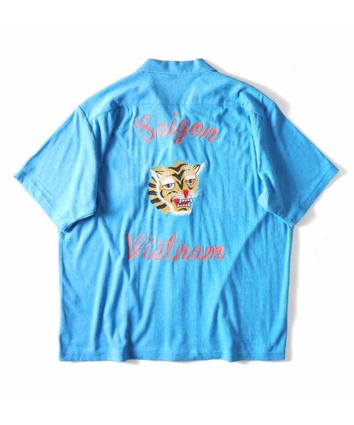 HOUSTON(ヒューストン)の「HOUSTON ヒューストン VIETNAM EMB PILE BOWLING SHIRT ベトジャン 刺繍 パイル ボーリングシャツ / 開襟シャツ(シャツ/ブラウス・メンズ・ブルー/ブラック/ピンク・M/L/XL)」の1枚目の写真