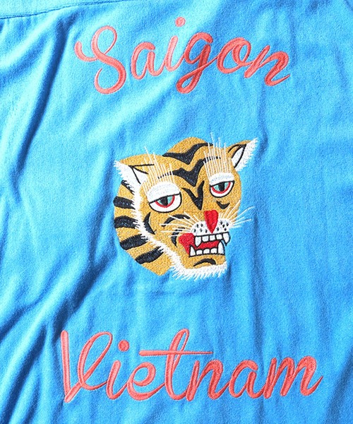 HOUSTON(ヒューストン)の「HOUSTON ヒューストン VIETNAM EMB PILE BOWLING SHIRT ベトジャン 刺繍 パイル ボーリングシャツ / 開襟シャツ(シャツ/ブラウス・メンズ・ブルー/ブラック/ピンク・M/L/XL)」の11枚目の写真