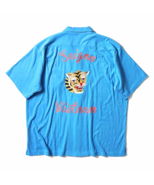 HOUSTON(ヒューストン)の「HOUSTON ヒューストン VIETNAM EMB PILE BOWLING SHIRT ベトジャン 刺繍 パイル ボーリングシャツ / 開襟シャツ(シャツ/ブラウス・メンズ・ブルー/ブラック/ピンク・M/L/XL)」の7枚目の写真