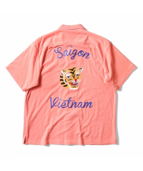 HOUSTON(ヒューストン)の「HOUSTON ヒューストン VIETNAM EMB PILE BOWLING SHIRT ベトジャン 刺繍 パイル ボーリングシャツ / 開襟シャツ(シャツ/ブラウス・メンズ・ブルー/ブラック/ピンク・M/L/XL)」の9枚目の写真