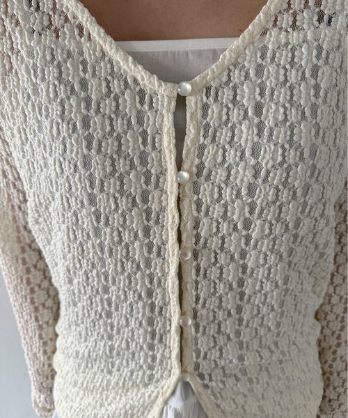 PILIT(ピリット)の「Vネックレースカーディガン(Tシャツ/カットソー・レディース・アイボリー/ブラック・MEDIUM)」の20枚目の写真