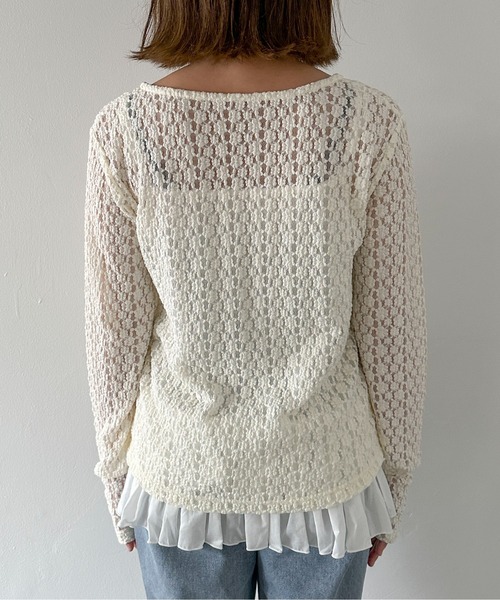 PILIT(ピリット)の「Vネックレースカーディガン(Tシャツ/カットソー・レディース・アイボリー/ブラック・MEDIUM)」の18枚目の写真