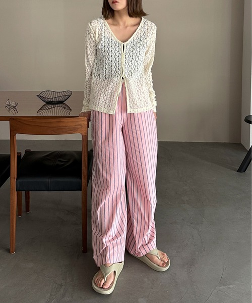 PILIT(ピリット)の「Vネックレースカーディガン(Tシャツ/カットソー・レディース・アイボリー/ブラック・MEDIUM)」の16枚目の写真