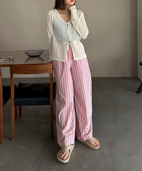 PILIT(ピリット)の「Vネックレースカーディガン(Tシャツ/カットソー・レディース・アイボリー/ブラック・MEDIUM)」の15枚目の写真