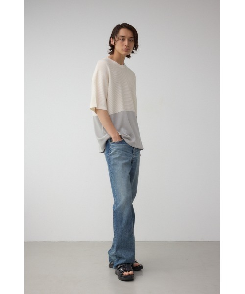 AZUL by moussy(アズールバイマウジー)の「編地切替バイカラーニットトップス(ニット/セーター・メンズ・ホワイト系その他/ブルー系その他/ブラック系その他・MEDIUM/LARGE)」の9枚目の写真