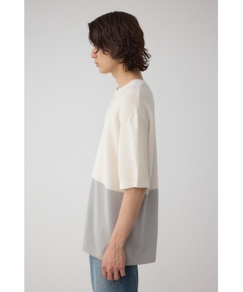 AZUL by moussy(アズールバイマウジー)の「編地切替バイカラーニットトップス(ニット/セーター・メンズ・ホワイト系その他/ブルー系その他/ブラック系その他・MEDIUM/LARGE)」の7枚目の写真