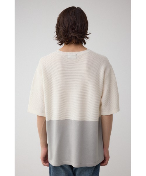 AZUL by moussy(アズールバイマウジー)の「編地切替バイカラーニットトップス(ニット/セーター・メンズ・ホワイト系その他/ブルー系その他/ブラック系その他・MEDIUM/LARGE)」の6枚目の写真