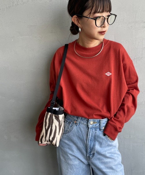 DANTON（ダントン）の「[DANTON/ダントン] ワンポイントロゴ クルーネックロンT（Tシャツ/カットソー・レディース・ブラック/チャコール/ホワイト/ホワイト系その他/ダークブラウン/レッド/アイボリー・S）」の7枚目の写真