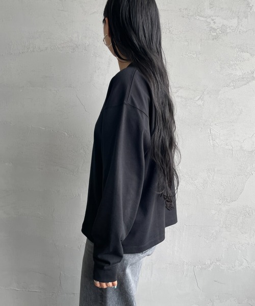 DANTON（ダントン）の「[DANTON/ダントン] ワンポイントロゴ クルーネックロンT（Tシャツ/カットソー・レディース・ブラック/チャコール/ホワイト/ホワイト系その他/ダークブラウン/レッド/アイボリー・S）」の22枚目の写真